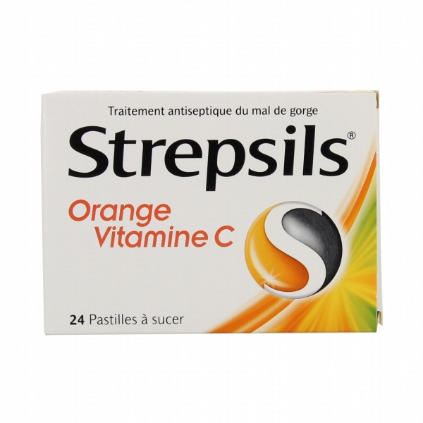 Strepsils lozenges orange/vitamin C, 24pcs