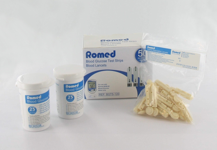 Glucose teststrips/lancet Romed, 50pcs